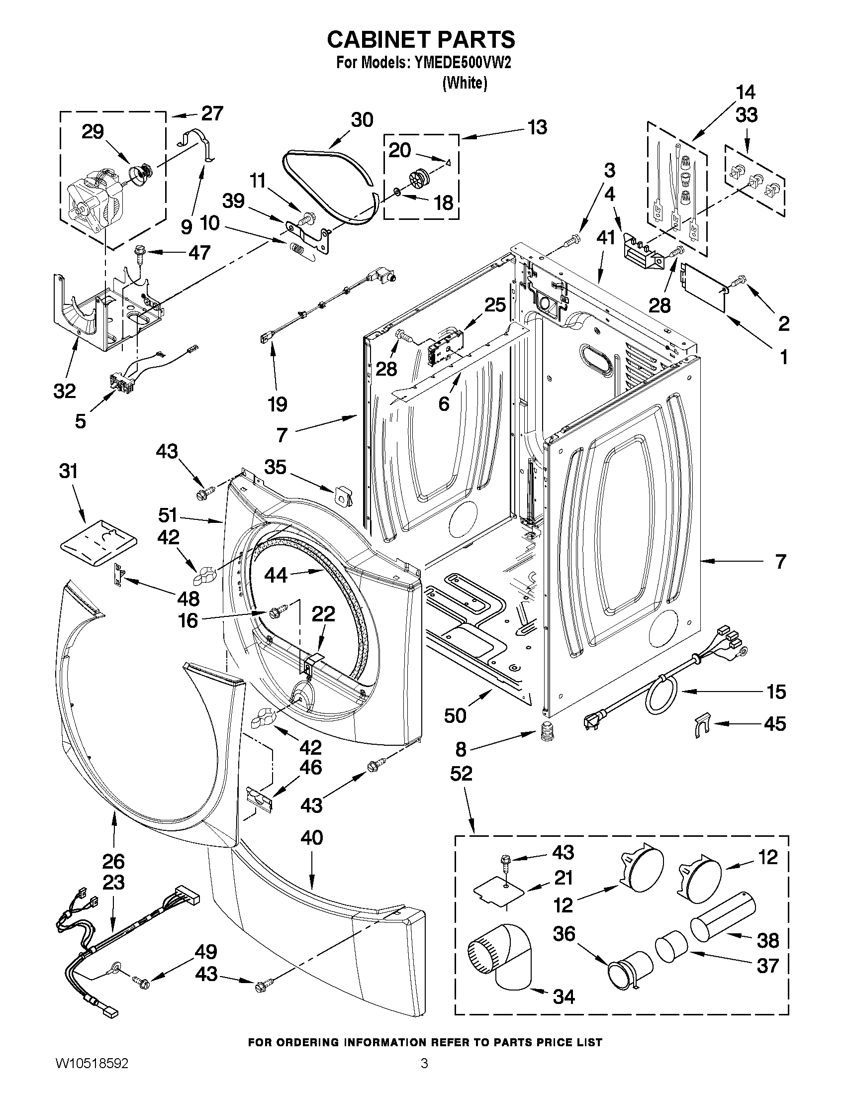 02 - CABINET PARTS Diagram and Parts List for YMEDE500VW2  Maytag Dryer