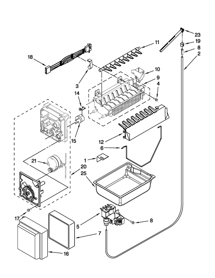 Icemaker Parts Diagram and Parts List for JFC2290VEP6  Jenn-Air Refrigerator
