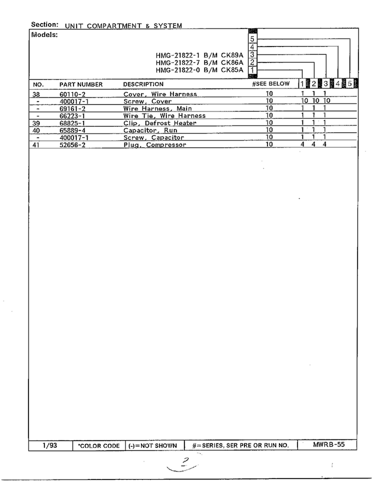 Unit Compartment & System Page 3 Diagram and Parts List for 21822-1  Admiral Refrigerator