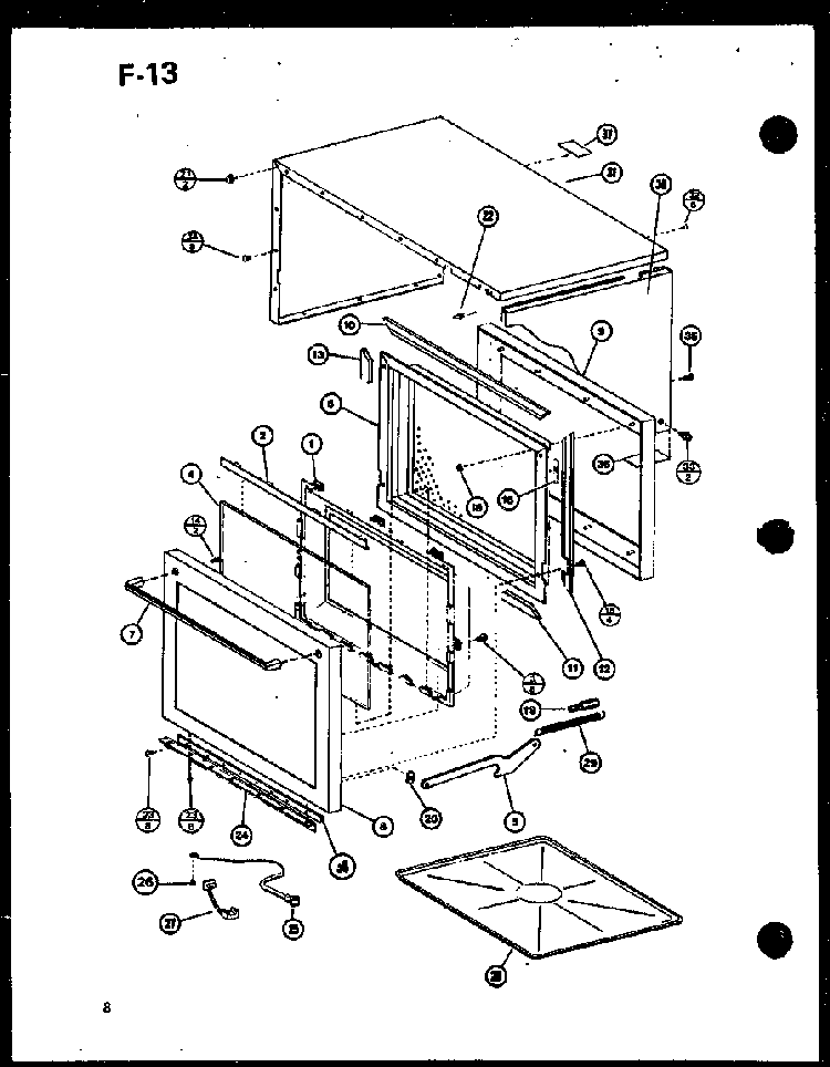 Door And Cabinet Diagram and Parts List for RS-7A P75589-7M Amana Microwave