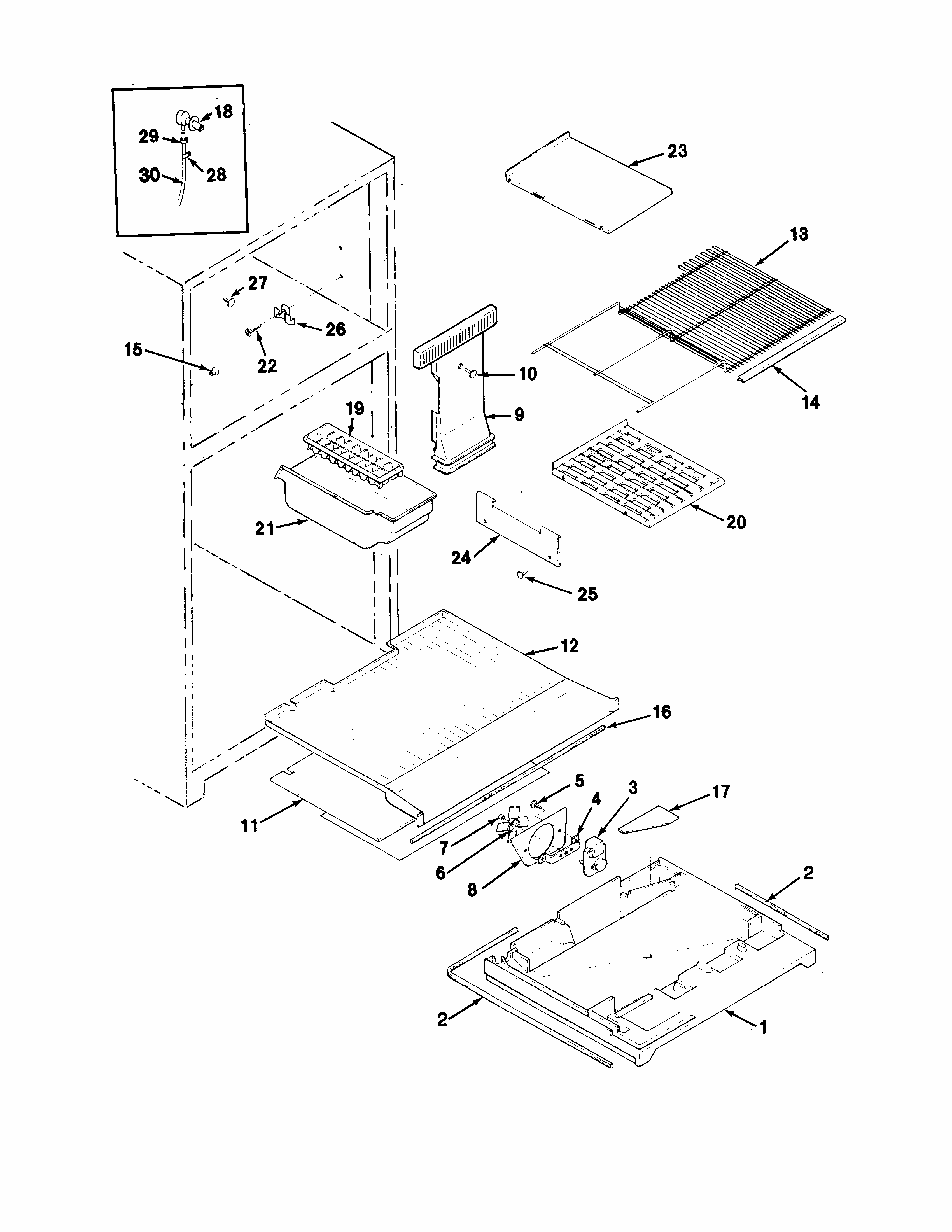 Freezer Compartment Diagram and Parts List for RTD17A-AH31D  Maytag Refrigerator