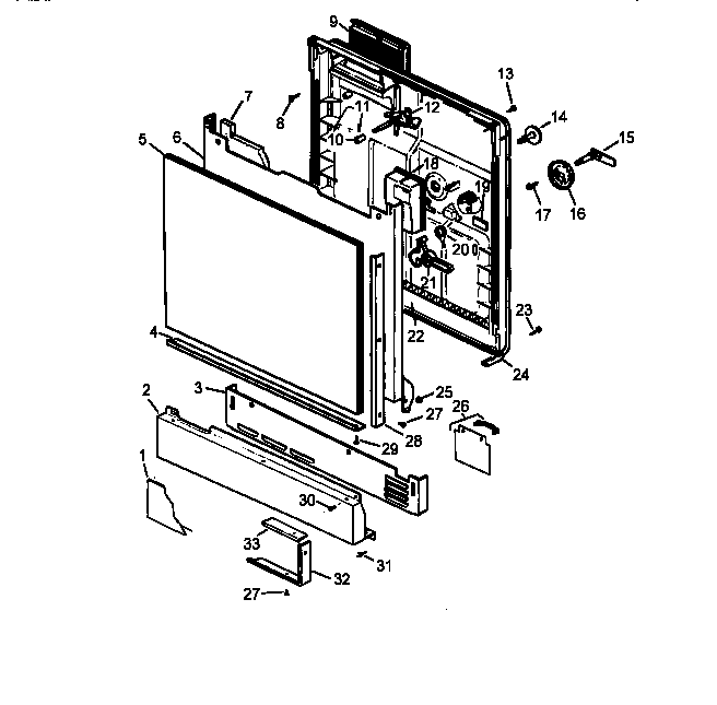 Door Assembly Diagram and Parts List for ADU3000C-P1188327W  Amana Dishwasher