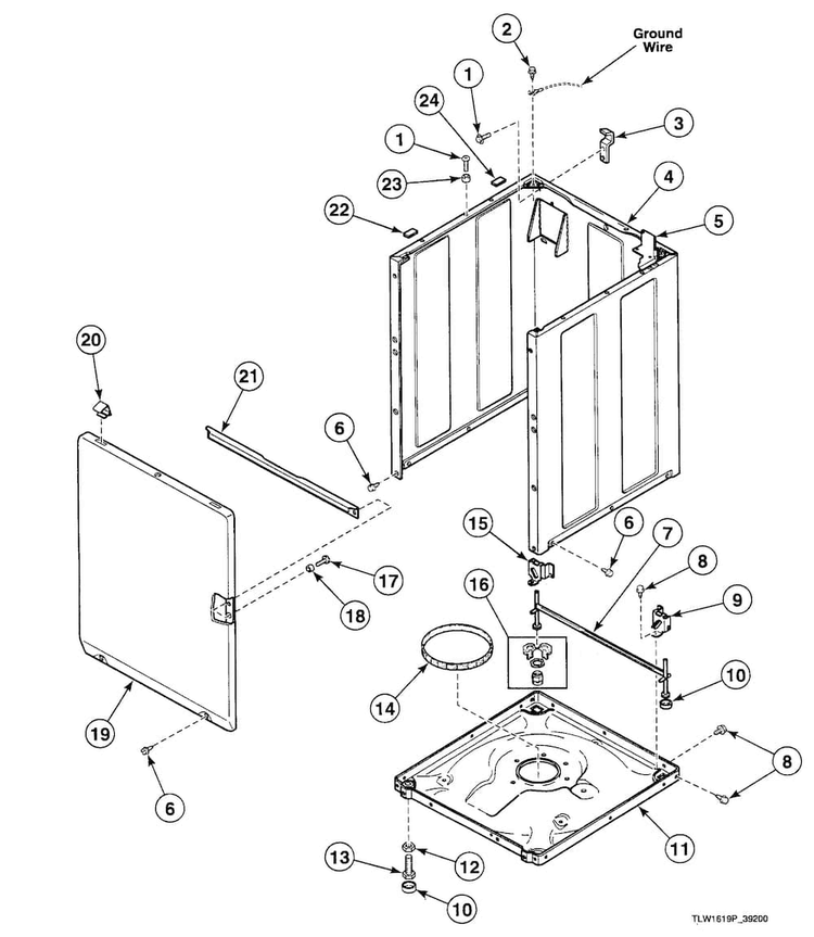 Cabinet Assy Diagram and Parts List for SWT021LN  Speed Queen Washer