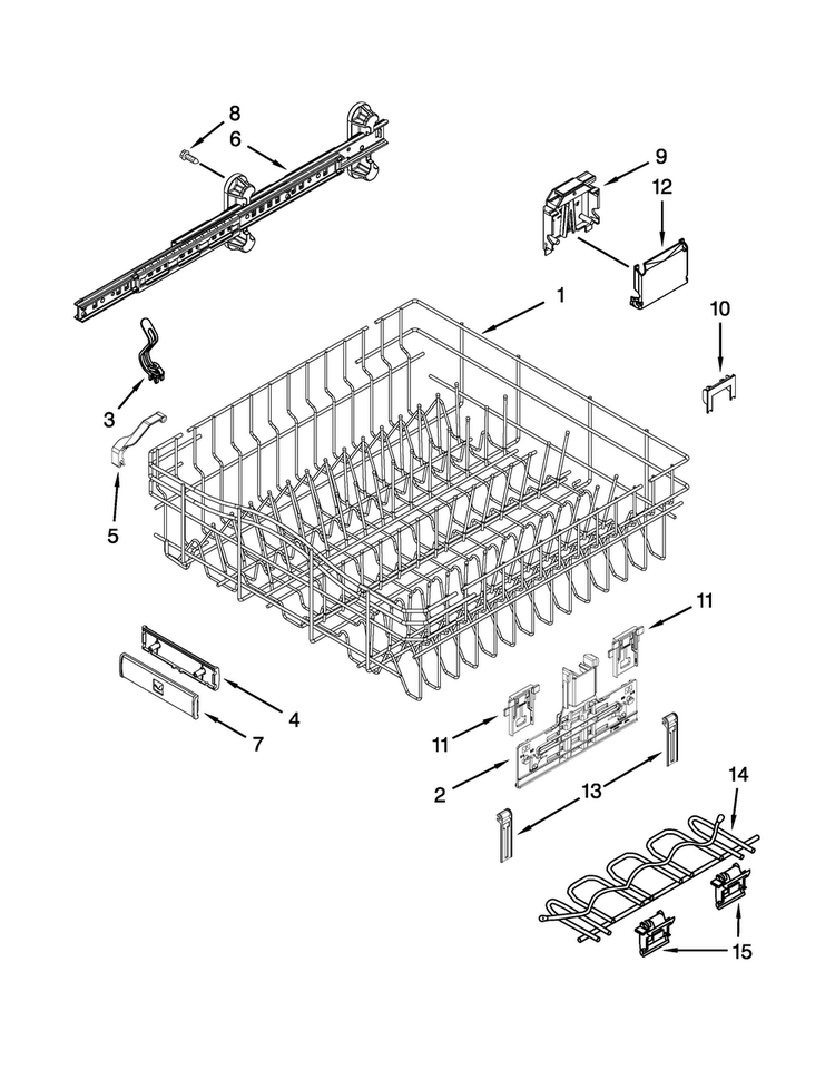 Upper Rack And Track Parts Diagram and Parts List for JDB8200AWS4  Jenn-Air Dishwasher