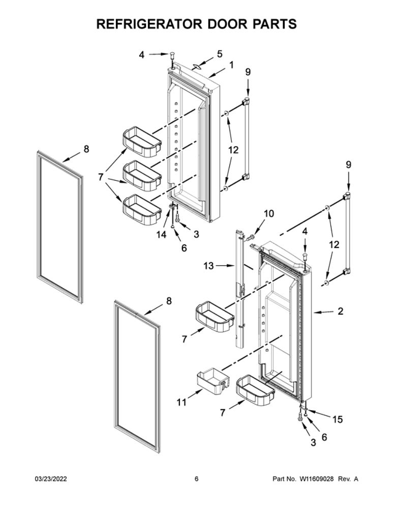 Refrigerator Door Parts Diagram and Parts List for MFB2055FRZ02  Maytag Refrigerator