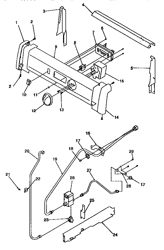 Backguard And Gas Supply Diagram and Parts List for ARG7301W-P1143315NW  Amana Range