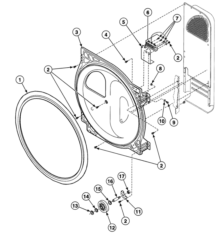 Roller Assy Diagram and Parts List for SDE107WF99L6  Speed Queen Dryer