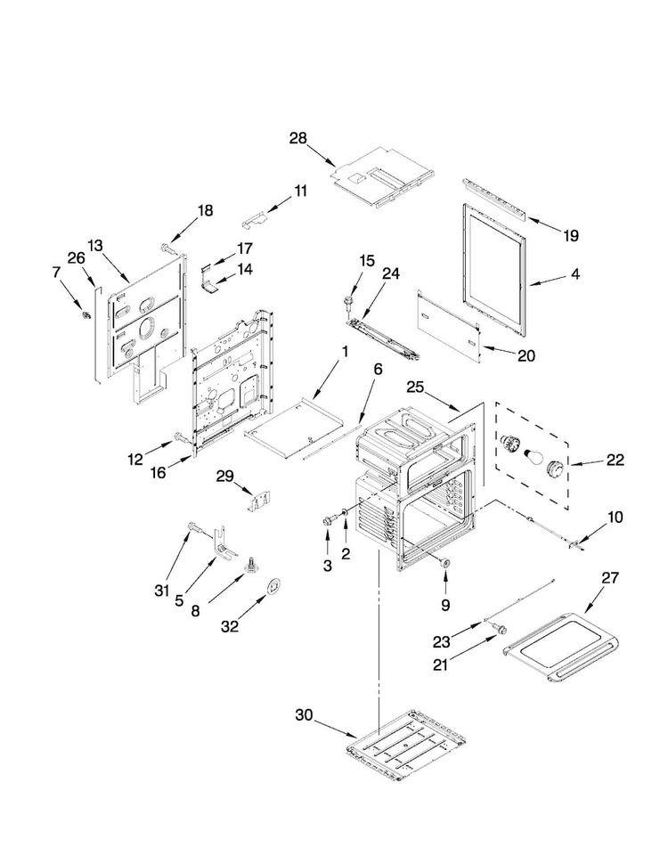 Chassis Parts Diagram and Parts List for MGT8655XB00  Maytag Range