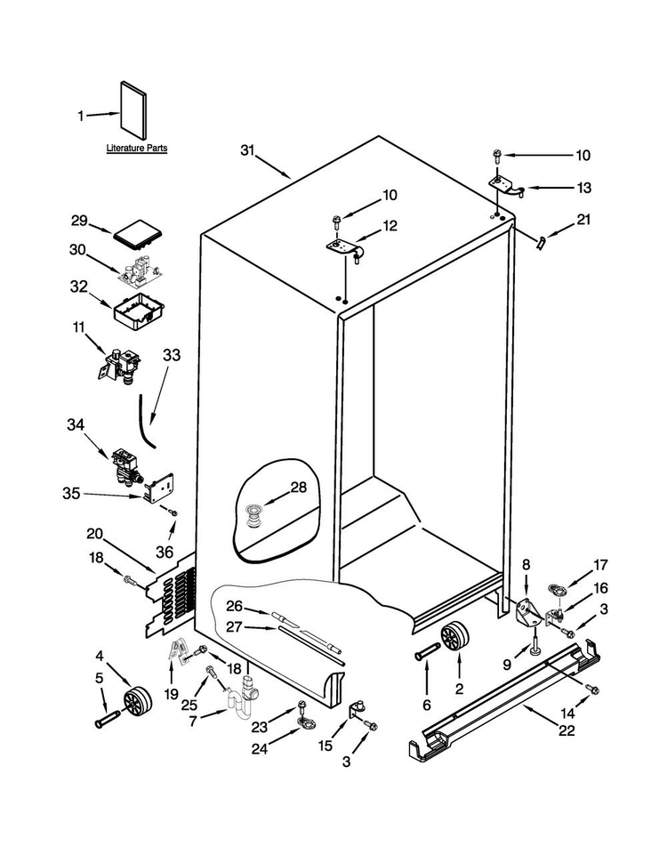 Cabinet Parts Diagram and Parts List for MSC21C6MDM02  Maytag Refrigerator