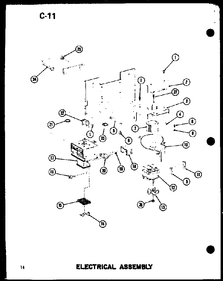 Electrical Assembly Diagram and Parts List for RC-20 P72100-8M Amana Microwave