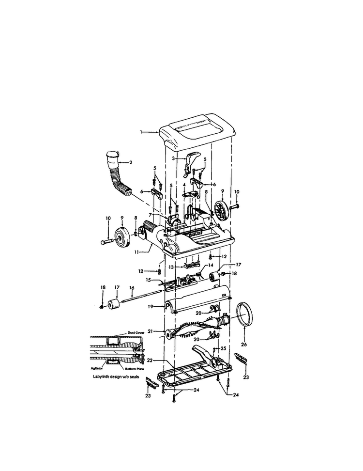 Hood/agitator Diagram and Parts List for U5435-940  Hoover Upright Vacuum