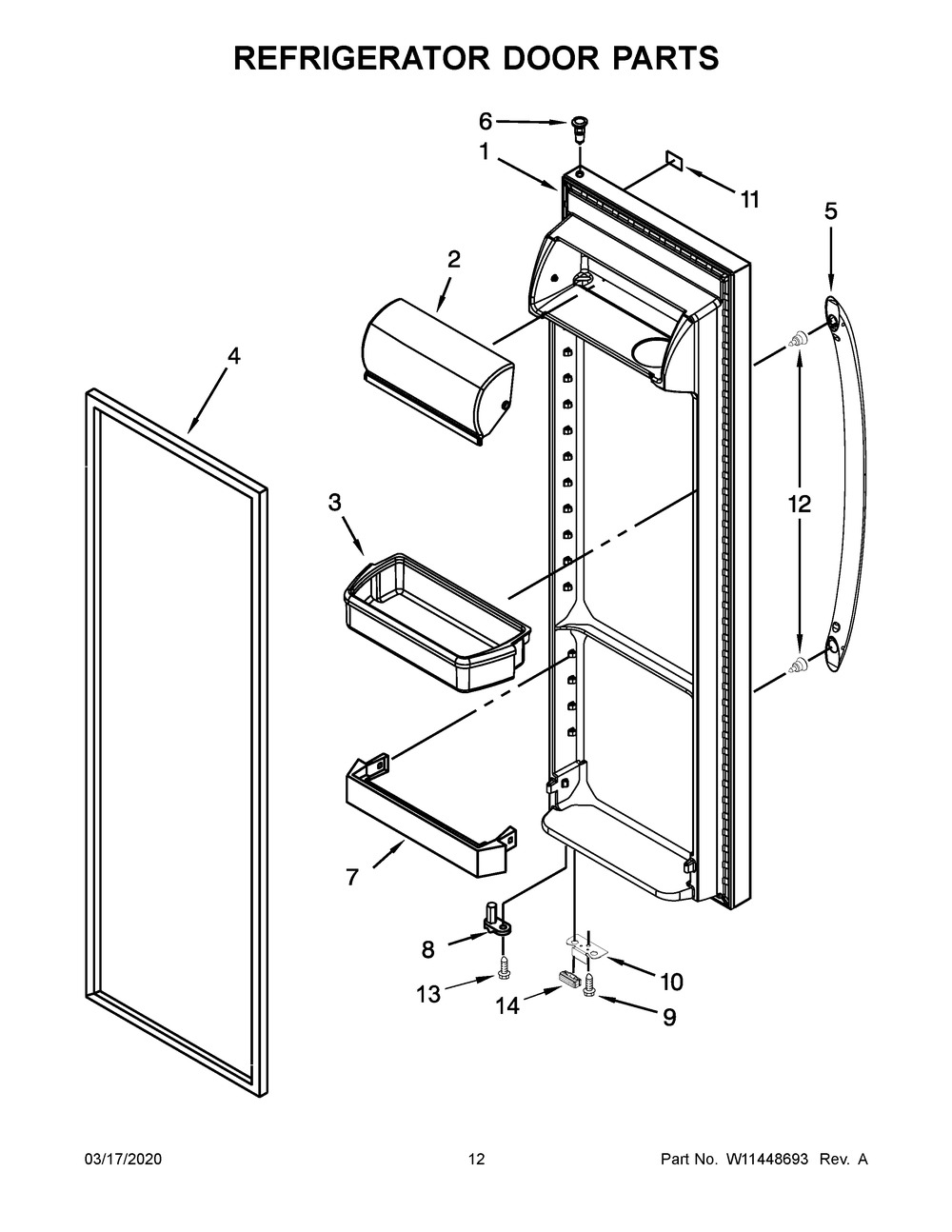 Refrigerator Door Parts Diagram and Parts List for ASI2575GRB04  Maytag Refrigerator