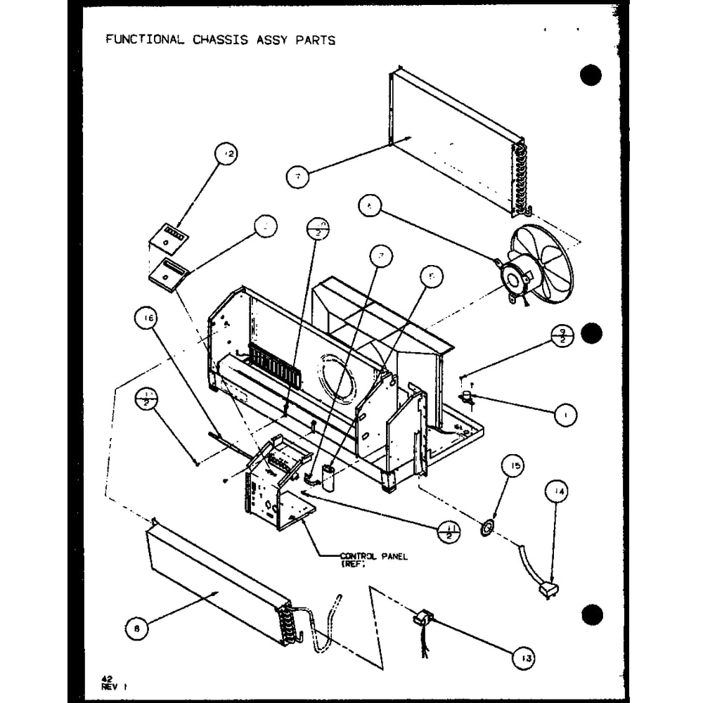 Functional Chassis Assy Parts 5 Diagram and Parts List for PTC07300ER P9812501R Amana Air Conditioner