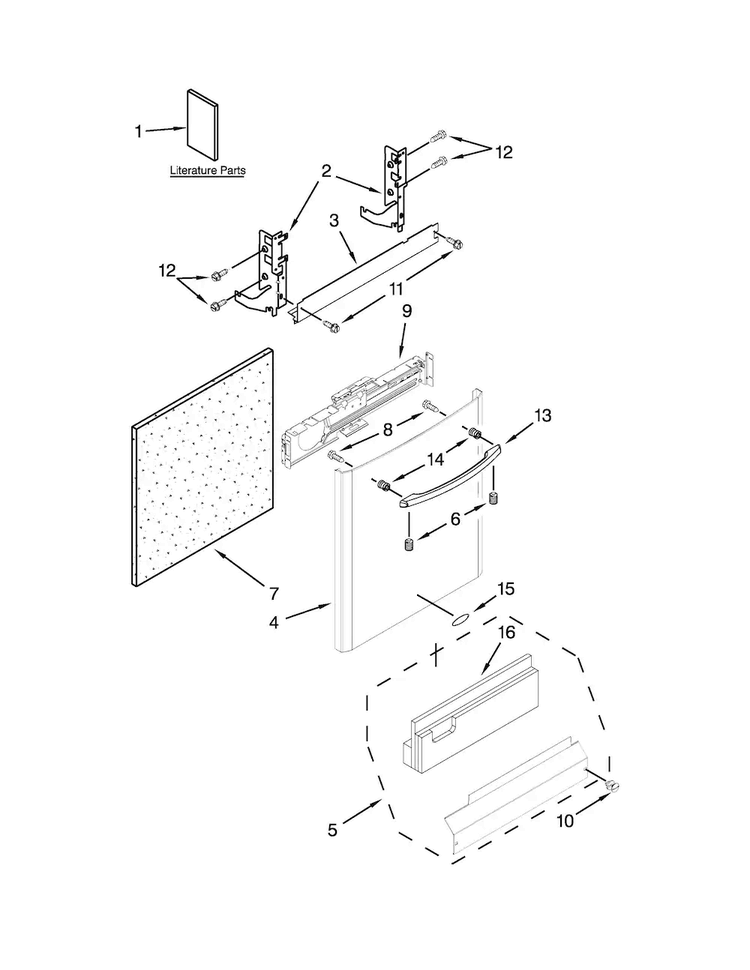 Door And Panel Parts Diagram and Parts List for MDB7759SAB4  Maytag Dishwasher