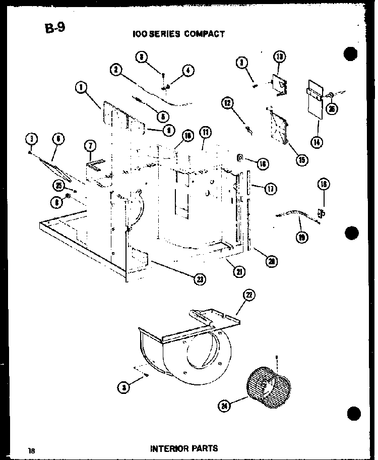 Interior Parts Diagram and Parts List for ES9-2MS P54974-46R Amana Air Conditioner