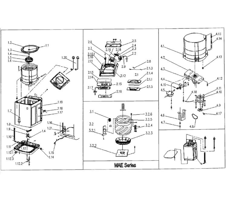 Washer Diagram and Parts List for MCSTCW21W2  Magic Chef Washer