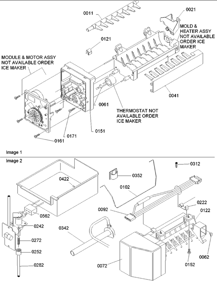 Ice Maker Assy & Parts Diagram and Parts List for BRF20VE-P1321303WE  Amana Refrigerator