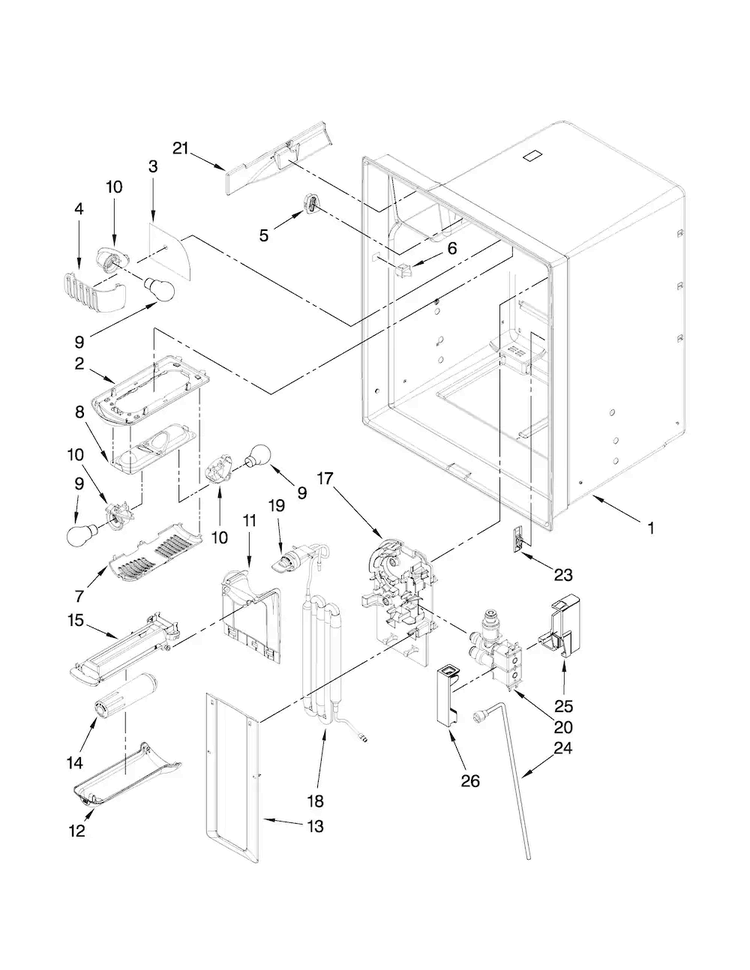 Refrigerator Liner Parts Diagram and Parts List for JFI2089AEP6  Jenn-Air Refrigerator