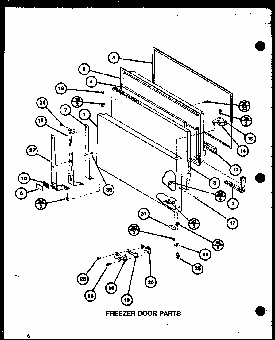 Freezer Door Parts (tl8j/p7739024w) (tli18j/p7739025w) Diagram and Parts List for TL8J-P7739024W  Amana Refrigerator
