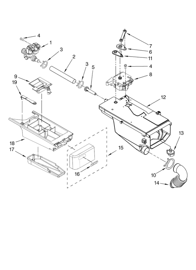 Dispenser Parts Diagram and Parts List for MHWZ400TB02  Maytag Washer