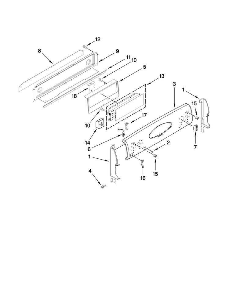 Control Panel Parts Diagram and Parts List for MER6875BCW17  Maytag Range