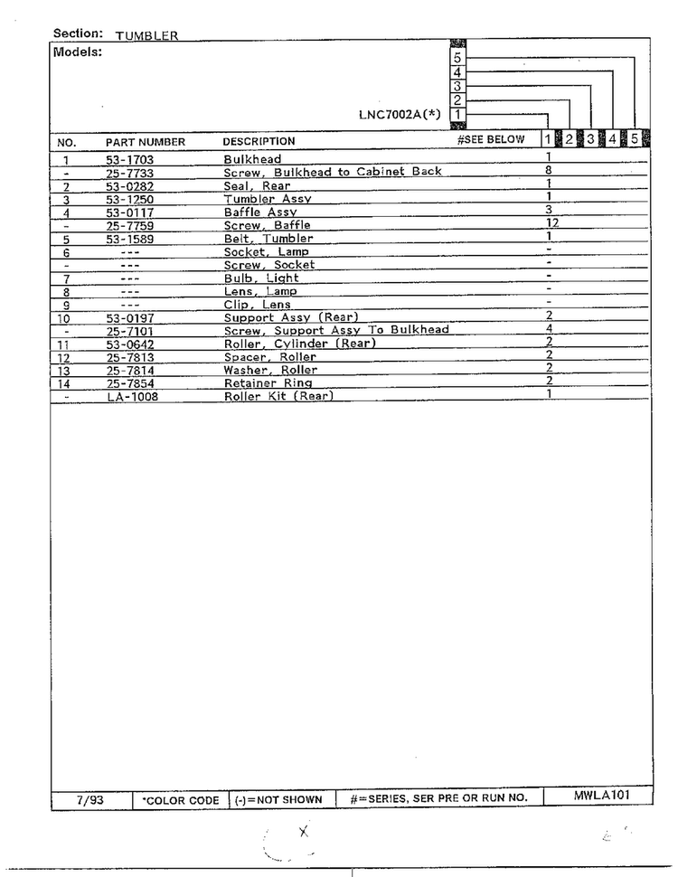 Tumbler Page 2 Diagram and Parts List for 7002A  Norge Dryer