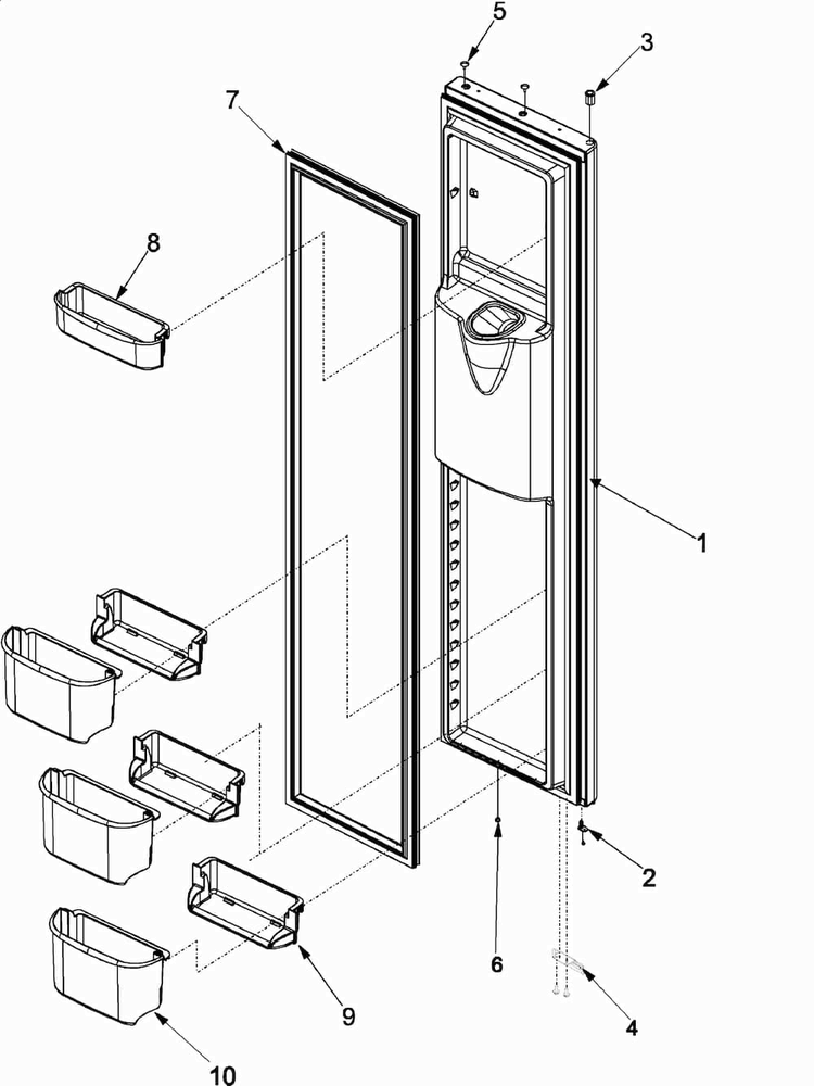 Freezer Door Diagram and Parts List for ARSE667BS1  Amana Refrigerator