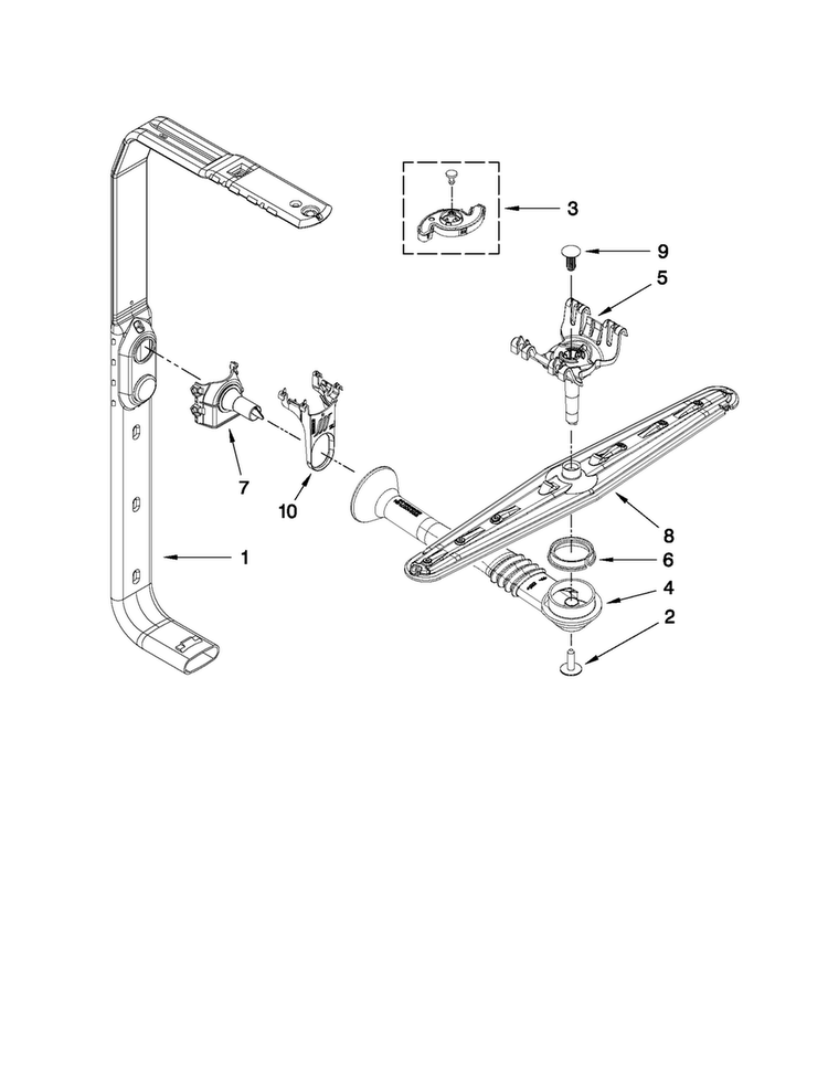 Upper Wash And Rinse Parts Diagram and Parts List for MDBTT53AWB2  Maytag Dishwasher