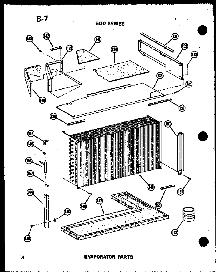 Evaporator Parts Diagram and Parts List for 619-3P P54720-45R Amana Air Conditioner