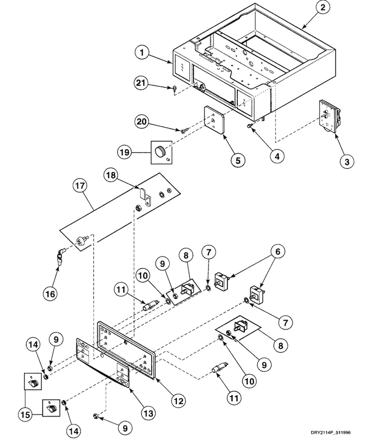 Cabinet Panel Diagram and Parts List for SSE807WF  Speed Queen Dryer