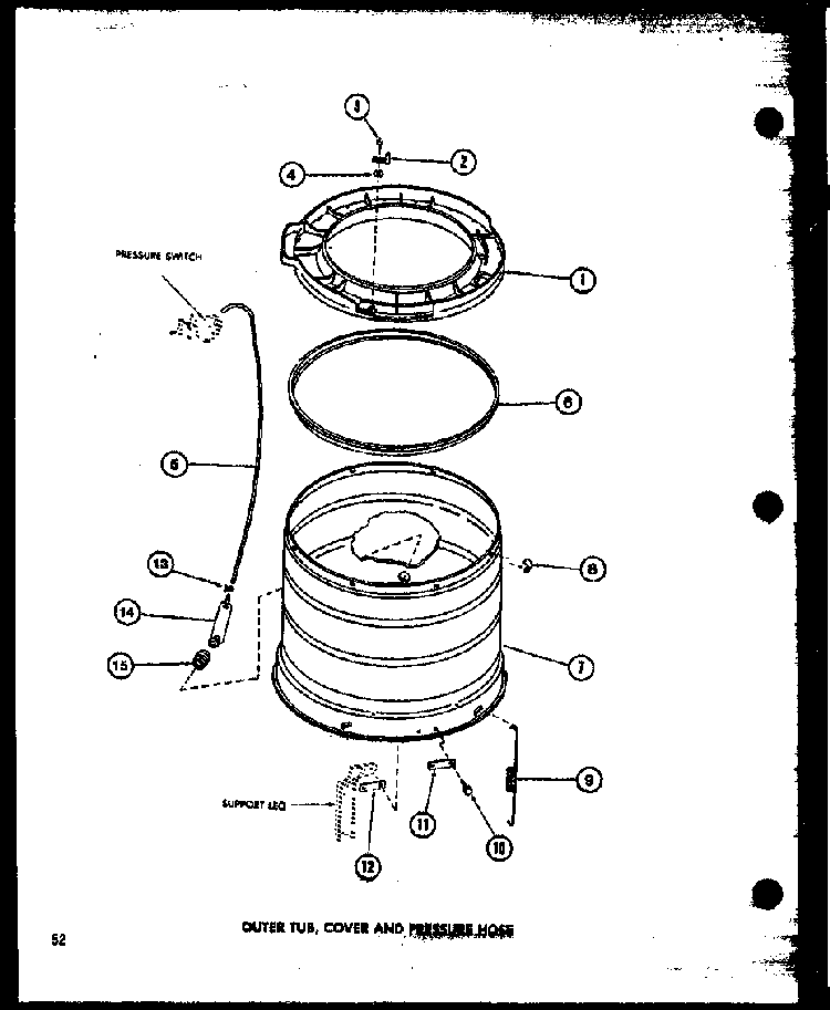 Outer Tub Diagram and Parts List for TAA400 P77040-2W Amana Washer