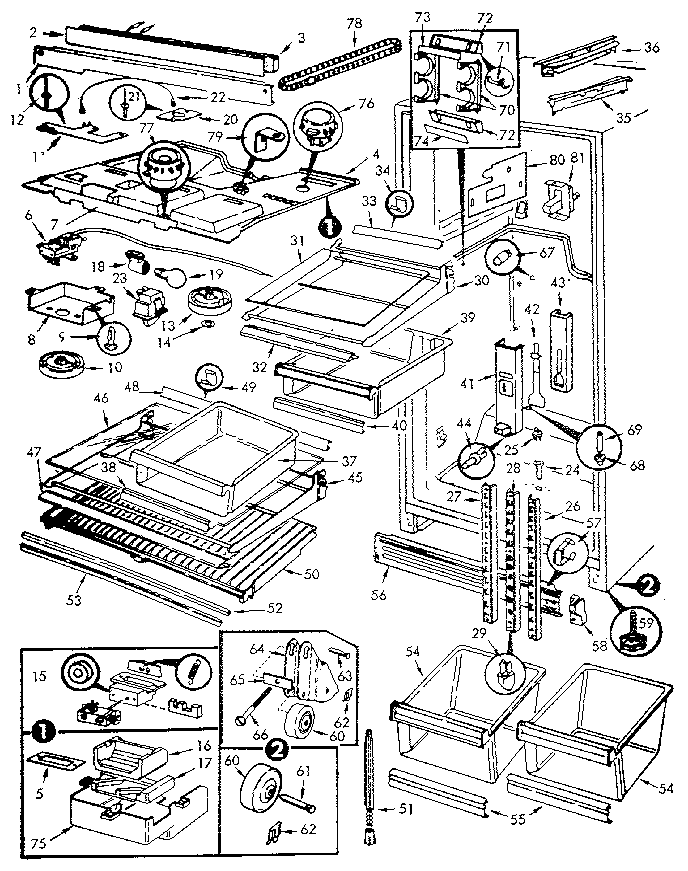 Fresh Food Compartment Diagram and Parts List for JRTDX224LB M8B14B Jenn-Air Refrigerator