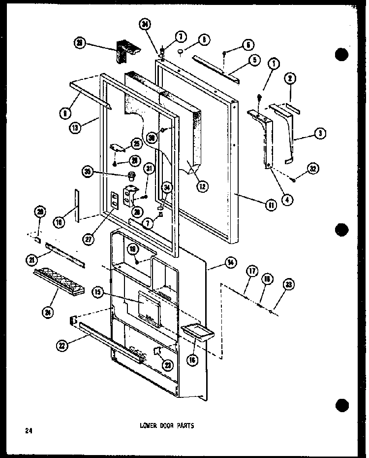 Lower Door Parts Diagram and Parts List for TC18E-L-P74660-14WL  Amana Refrigerator
