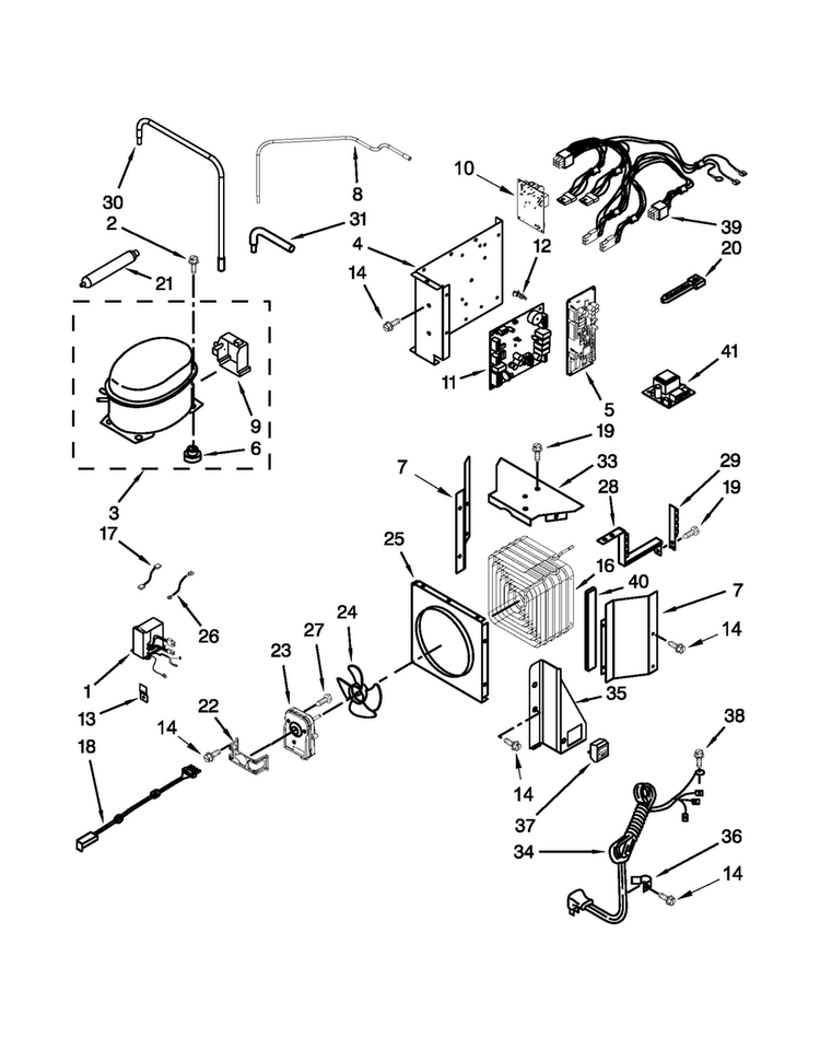Upper Unit Parts Diagram and Parts List for JS48SEDUDW14  Jenn-Air Refrigerator