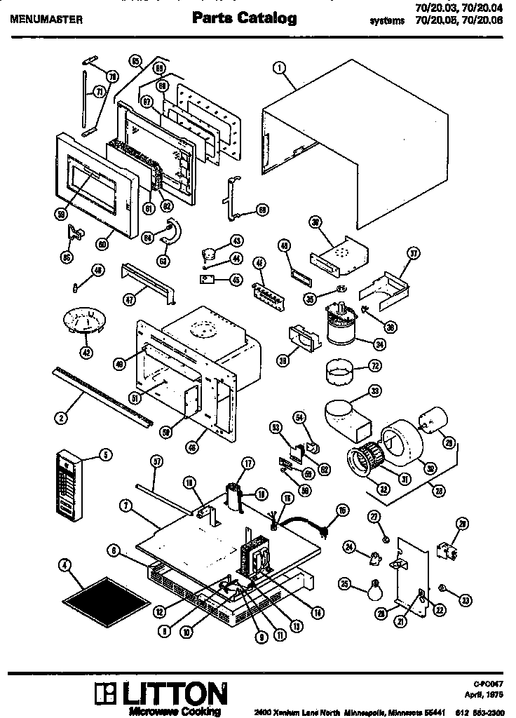 Replacement Parts Diagram and Parts List for 70 2004 Amana Microwave