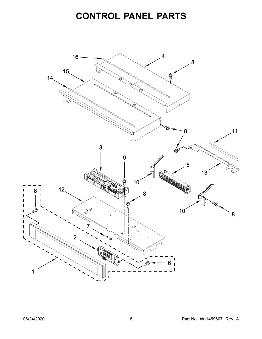 Control Panel Parts Diagram and Parts List for MEW9527FZ04  Maytag Washer