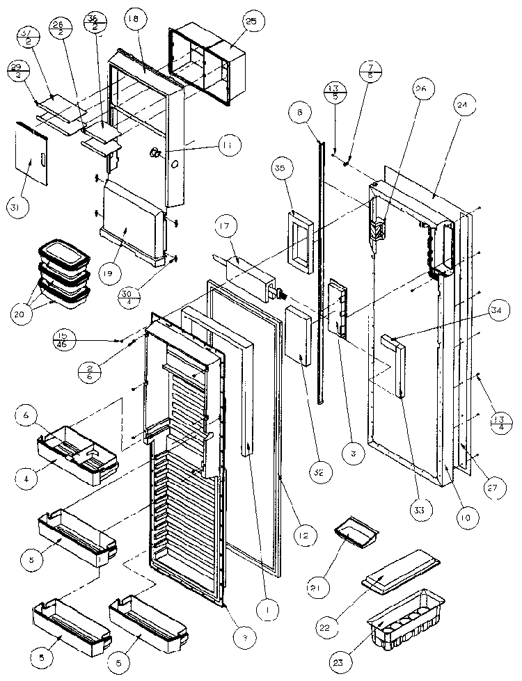 Refrigerator Door Diagram and Parts List for 36798-P1152602W  Amana Refrigerator