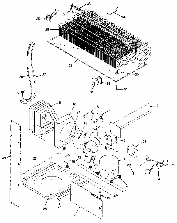 Unit Compartment & System Diagram and Parts List for 742JRT192B MBJ51B Kenmore Refrigerator