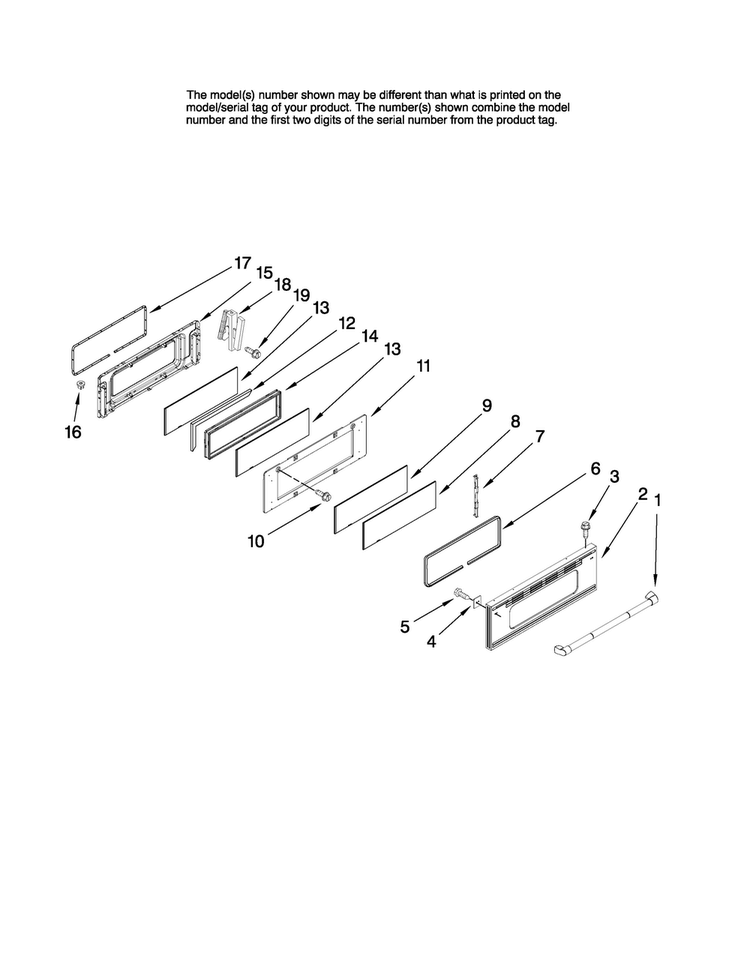 Upper Door Parts Diagram and Parts List for JGR8890ADP21  Jenn-Air Range