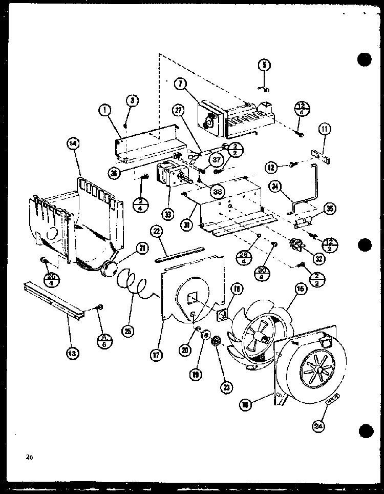 Icemaker/fan, Motor Diagram and Parts List for SLDI25F-P7642103W  Amana Refrigerator