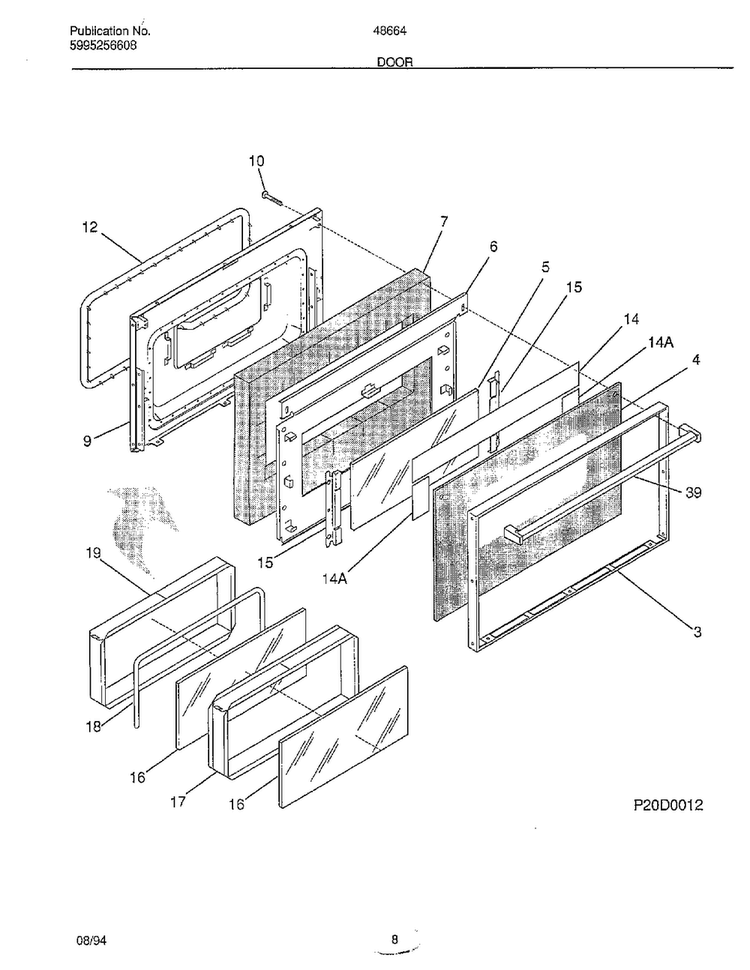 Door Diagram and Parts List for 486640A  Admiral Range