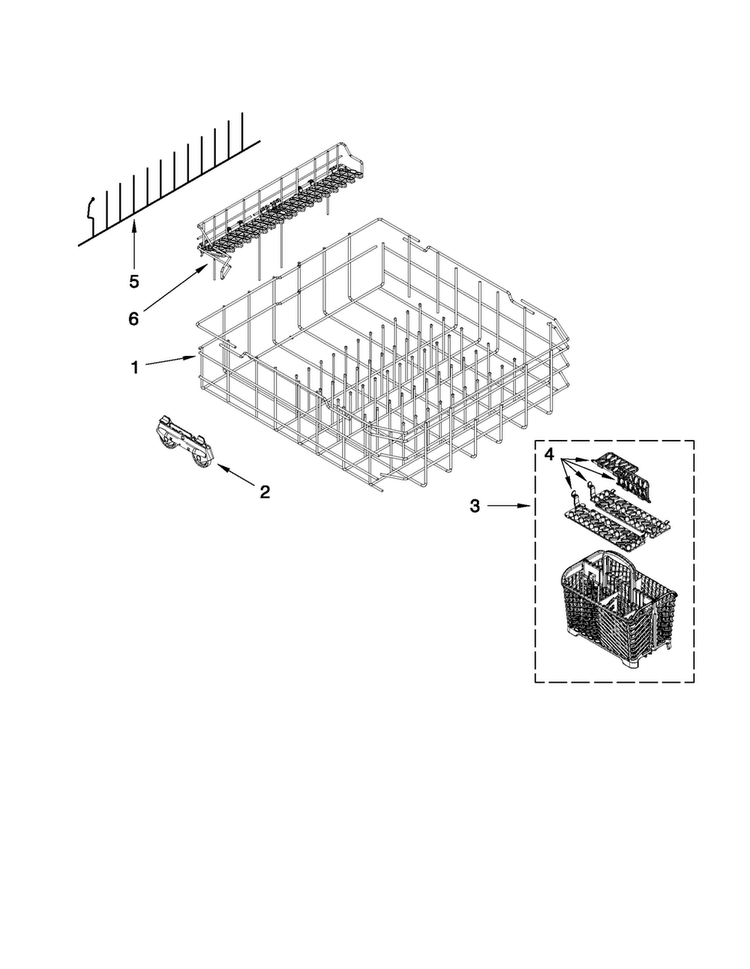 Lower Rack Parts Diagram and Parts List for MDB6769AWQ4  Maytag Dishwasher