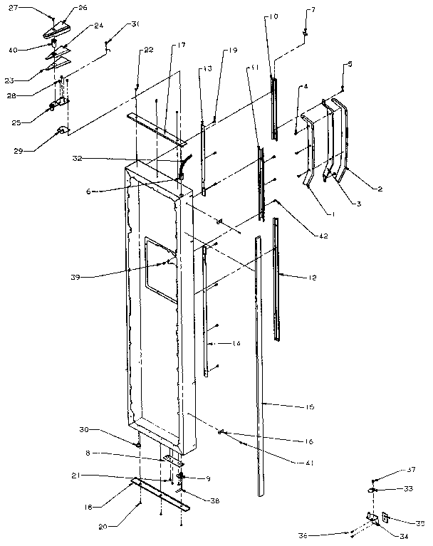 Freezer Door Diagram and Parts List for SXDE27NP-P1162207W  Amana Refrigerator