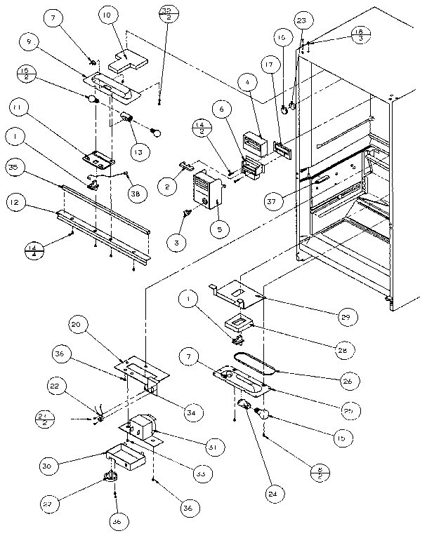 Controls And Lamps Diagram and Parts List for 86068-P1125513  Amana Refrigerator