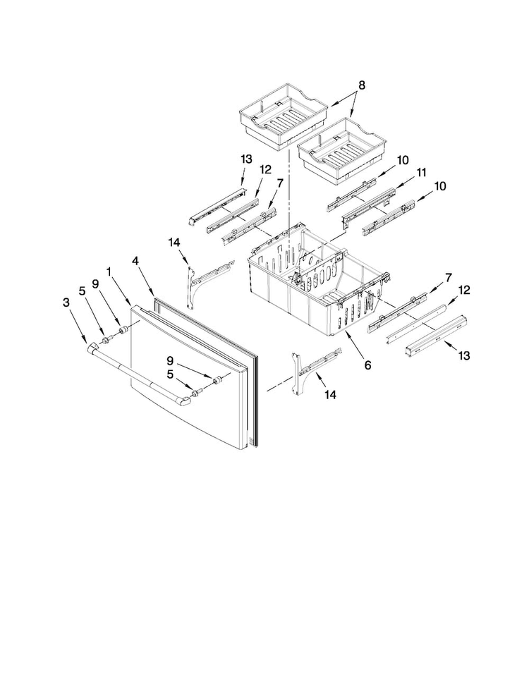 Freezer Door Parts Diagram and Parts List for JFI2089AEP8  Jenn-Air Refrigerator