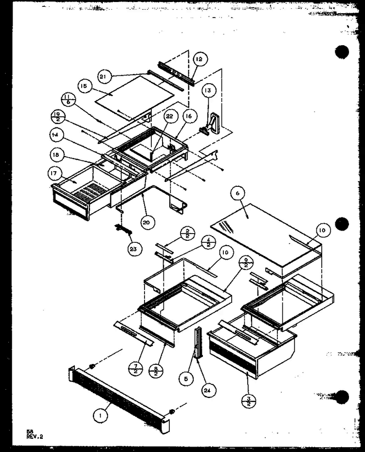 Cabinet Shelving Diagram and Parts List for TZ22QW-P1114906WW  Amana Refrigerator