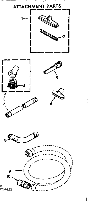 Attachment Parts Diagram and Parts List for 11626421  Kenmore Canister Vacuum