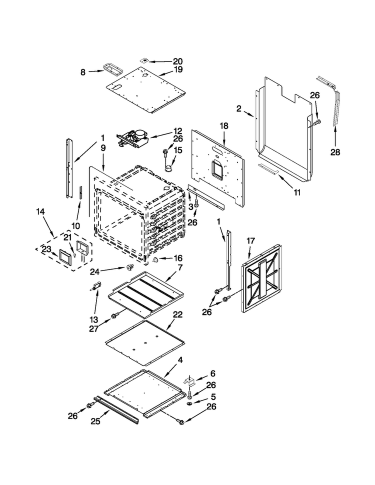 Lower Oven Parts Diagram and Parts List for JJW2530WS00  Jenn-Air Wall Oven