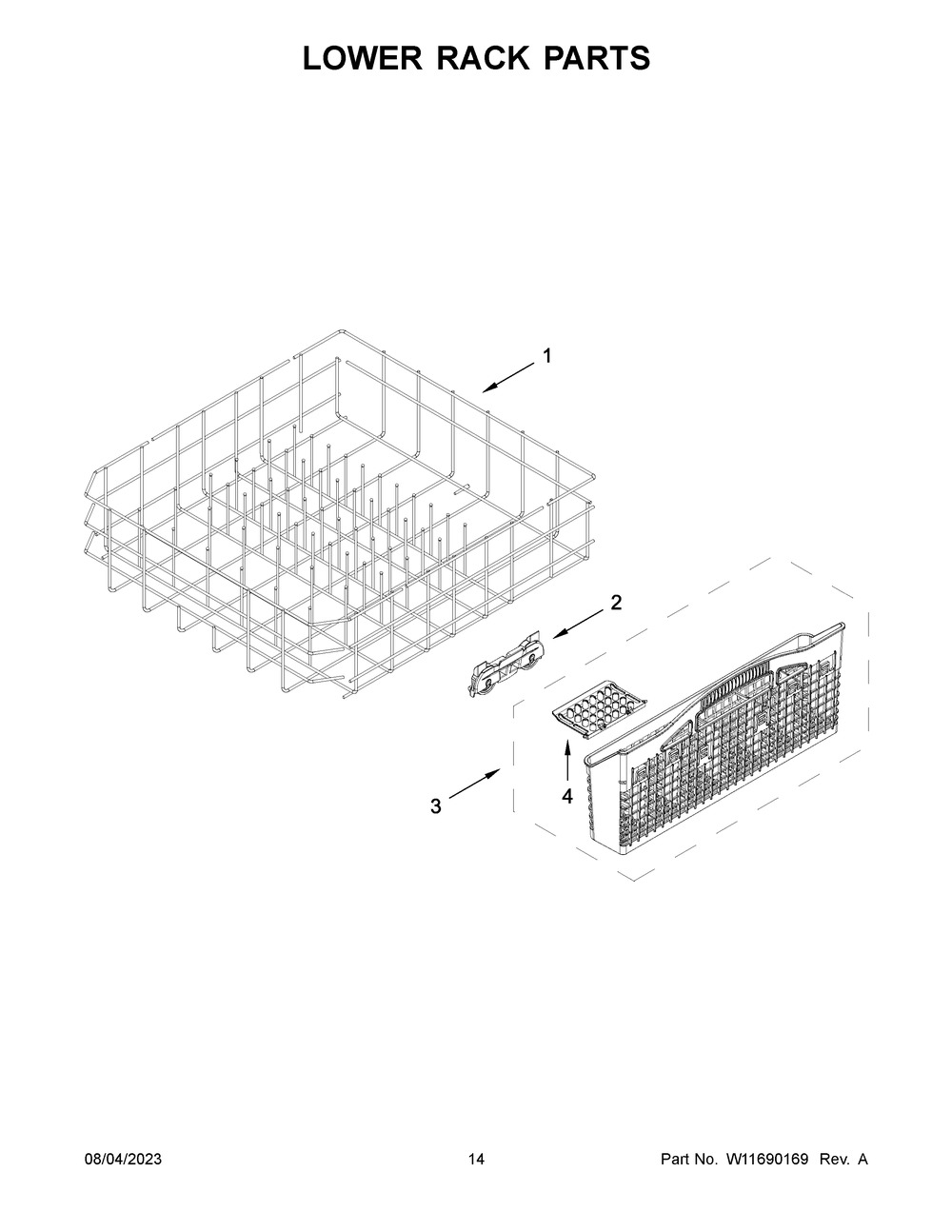 Lower Rack Parts Diagram and Parts List for MDB7959SKZ2  Maytag Dishwasher