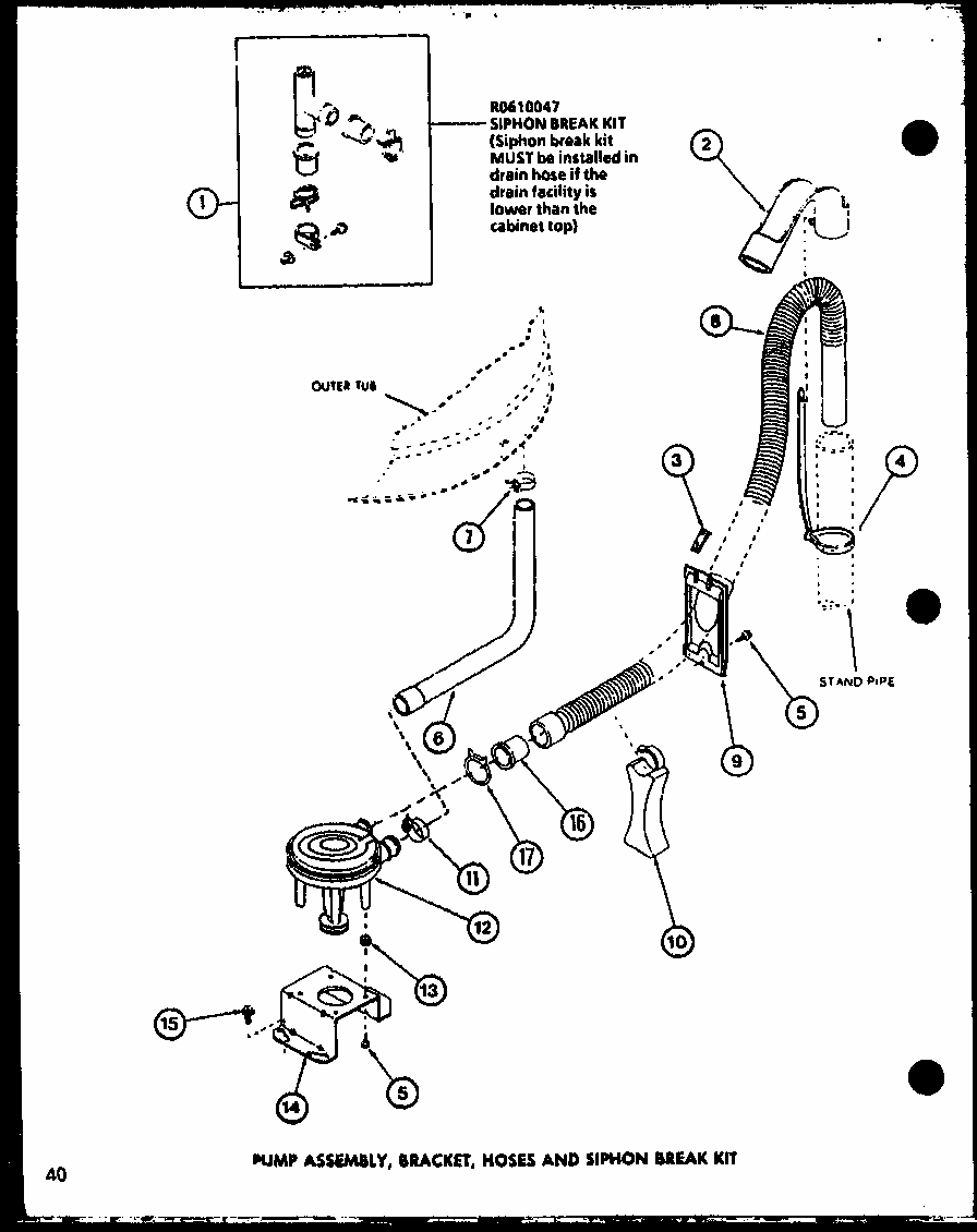 Pump Assembly (lw2402/p1110516w) (lw2403/p1110517w) Diagram and Parts List for LW2302 P1110514W Amana Washer